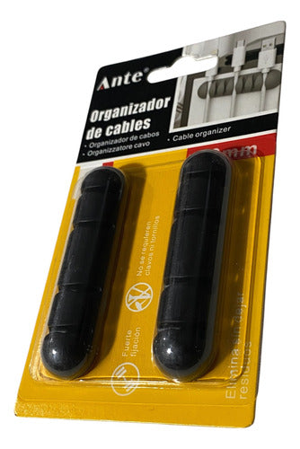 Organizador De Cables 2uni Negro Cap 4 Adhesivo Fuerte 80mm Negro