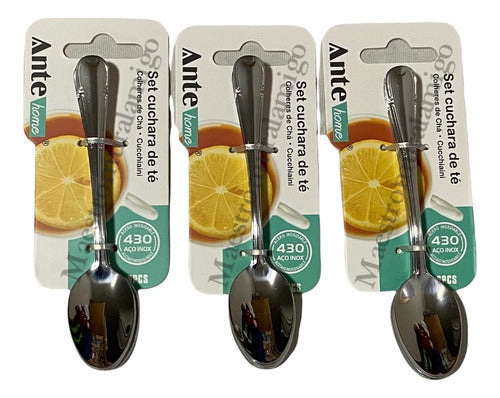 Set 6 Cucharas Para Te 100% Acero Inoxidable Nivel 430 Pack3 Plateado