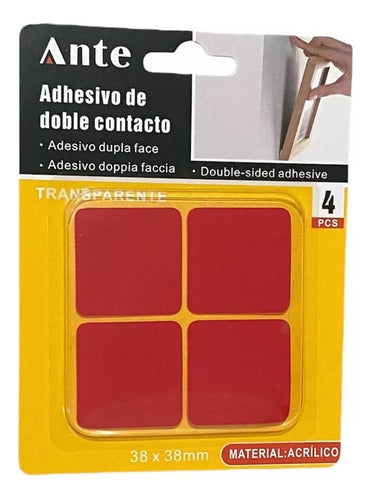 Adhesivo Doble Contacto 38mm Acrilico 4pcs Transpar. (pack3) Transparente Geométrica