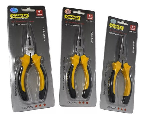 Alicate Punta Larga 6 Inch Mango Antideslizante Pro (pack3)