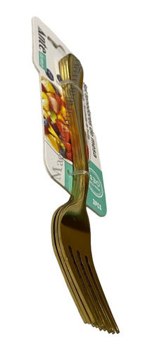 Set 3 Tenedores De Mesa 100% Acero Inoxidable N430 Dorado