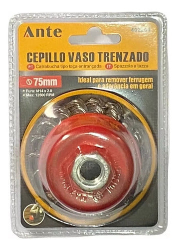 Cepillo De Acero Vaso Trenzado 75mm 12500rpm Grata Pack3