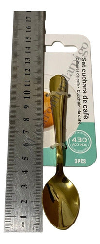 Set 3 Cucharas Para Café 100% Acero Inoxidable N430 Dorada Dorado