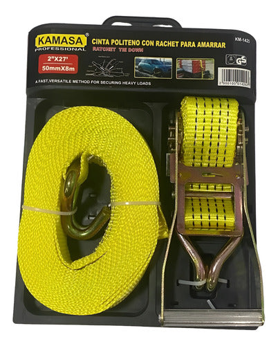 Eslinga De Amarre Correa Con Tensor 50mmx8m Professional Amarillo