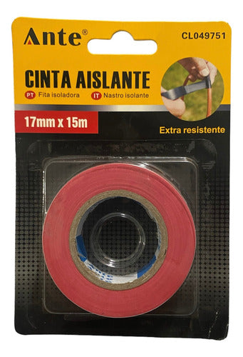 Cinta Aislante Roja Huincha Aisladora 17mmx15m Pack 3 Fuerte Rojo Lisa