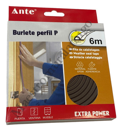 Burlete Perfil P Aislante Kf Térmico Puerta Ventana 6m Pack3 Café