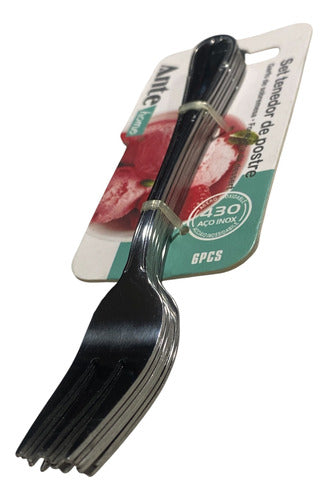Set 6 Tenedores Postre 100% Acero Inoxidable N430 Pack 3 Dis Plateado