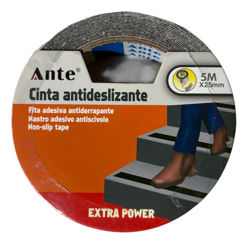 Cinta Antideslizante Negra 5mx25mm Pack 6 Escaleras Piscinas Negro