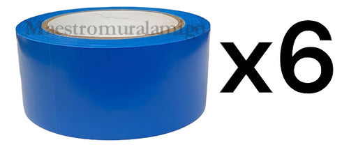 Cinta Delimitadora Peligro Azul Adhesiva 30mx48mm Pack 6 Azul