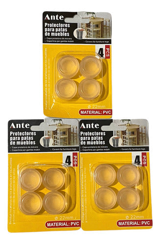 Protector Transparente Pvc 22mm Patas Silla Muebles (pack 3)