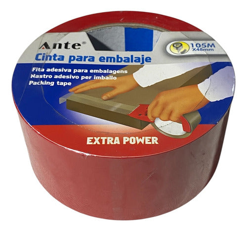 Cinta De Embalaje Roja 105mx48mm (pack 3 Huinchas) Rojo