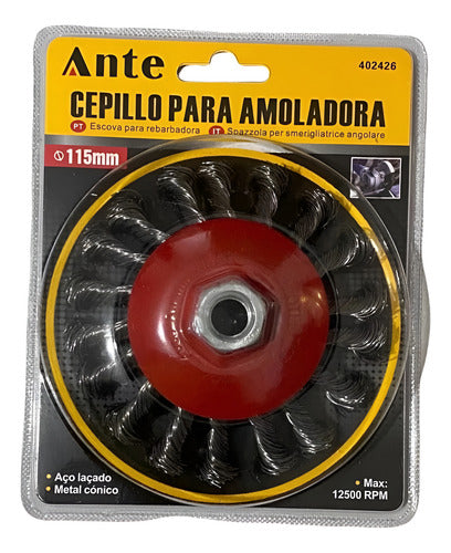 Cepillo Para Amoladora De Acero 115mm 12500rpm Grata Esmeril Rojo