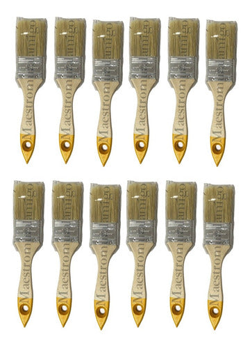 Brocha Para Pintar 1 1/2 Inch 38.1mm Madera Premium (pack12)