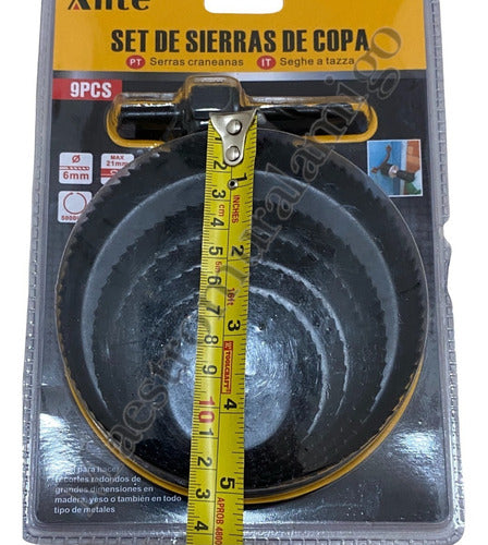 Sierra Copa Set 9pcs, 8 Copas + Adaptador, Corta Metal