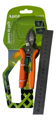 Tijera Podar Jardin Huerto Ergonómica Cuchilla Acero Forjado Naranja