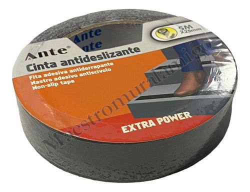 Cinta Antideslizante Negra 5mx25mm Pack 3 Escaleras Piscinas Negro Ante