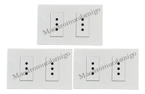 Tomacorriente Doble 9/12 10a 250v Certificado C Fuego Pack3 Blanco