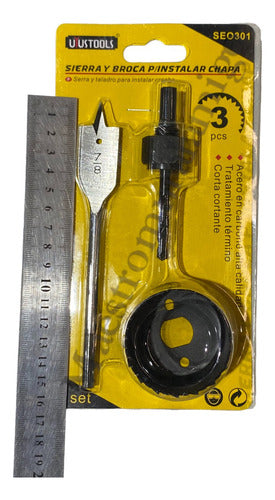 Set Sierra Copa Kit 3 Piezas Instalacion Cerradura Chapa