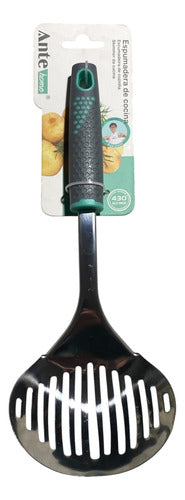 Espumadera Cocina Acero Inoxi N430 Oval Antideslizante Pack3 Gris/esmeralda