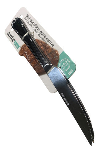 Set 2 Cuchillos Para Carne 100% Acero Inoxidable 430 Pack 3 Plateado