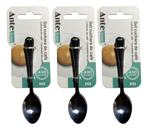 Set 6 Cucharas Para Café 100% Acero Inoxidable 430 Dis Pack3 Plateado