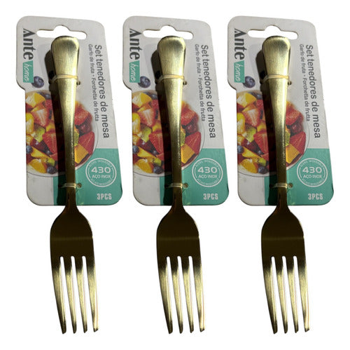 Set 3 Tenedores De Mesa 100% Acero Inoxidable N430 D (pack3)