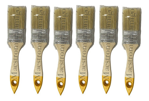 Brocha Para Pintar 1 1/2 Inch 38.1mm Madera Premium (pack6)