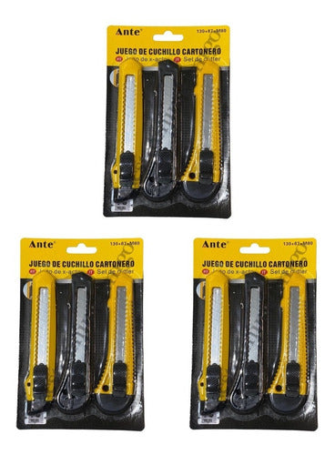 Set 3 Corta Carton Exacto Cuchillo Cartonero 18mm (pack3)
