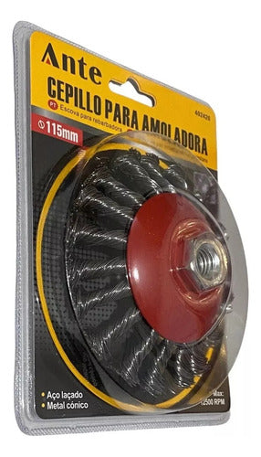 Cepillo Para Amoladora De Acero 115mm Grata Esmeril Pack3 Rojo