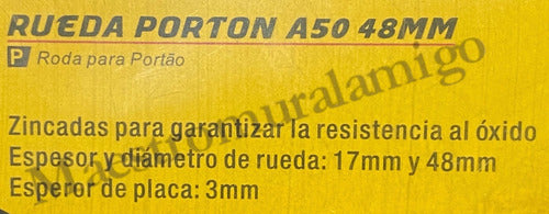 Rueda Para Porton Corredizo 48mm Con Base Placa Cerrada Uyu
