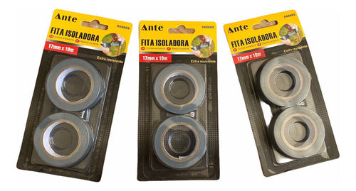 Cinta Aislante Gris /2 Huinchas 17mmx10m C/u Ex Fuerte Pack3