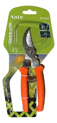Tijera Podar Jardin Huerto Cuchilla Acero Forjado 19cm Pack3 Naranja
