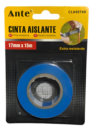 Cinta Aislante Azul Huincha Aisladora 17mmx15m Pack 3 Fuerte Azul Lisa