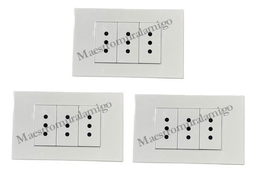 Tomacorriente Triple 9/12 10a 250v Certificado C Fuego Pack3 Blanco