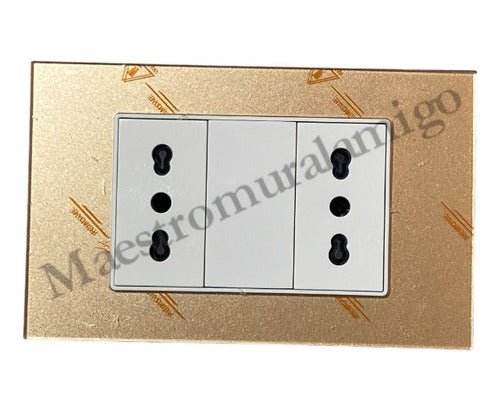 Tomacorriente Doble 9/12 16a 250v Certificado Contra Fuego D Dorado