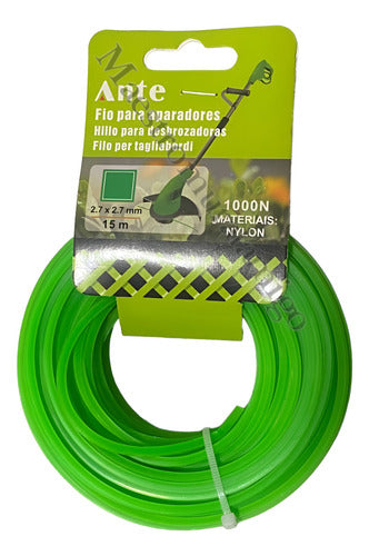 Nylon Orilladora Desbrozadora Corta Pasto Maleza 2,7mm X 15m Verde