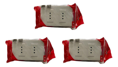 Tomacorriente Doble 9/12 10a 250v Certificado C Fuego Pack3 Blanco