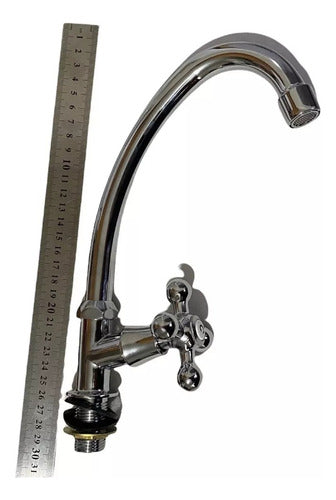 Llave De Un Agua Para Lavaplato , Manilla Y Tuerca Metalica Plateado Brillante