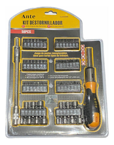 Set Kit Juego Destornillador De Carraca 58 Piezas Premium