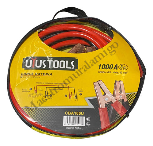 Cable Batería Lagarto Puente Carga Auto 3m 1000a + Estuche