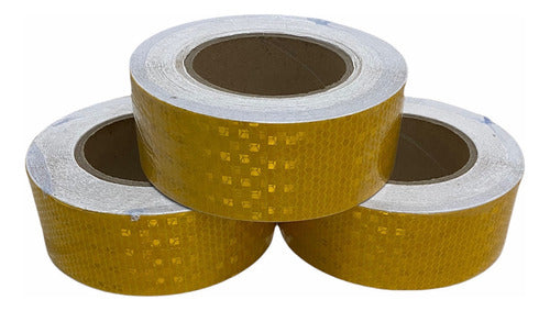 Cinta Reflectante Amarilla 5cmx10m Extra Fuerte Panal Pack3