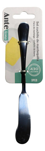 Set 3 Cuchillos Para Mantequilla 100% Acero Inoxidable 430 Plateado