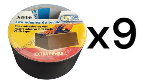 Cinta Adhesiva Embalaje Ploma De Tela 10mx48mm Pack 9 Heavy