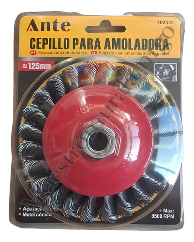 Cepillo Para Amoladora De Acero Lacado 125mm Grata Esmeril  Rojo