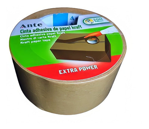 Cinta Adhesiva Papel Kraft 20mx48mm Extra Fuerte Imprimible
