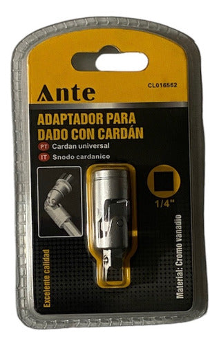 Llave Articulacion Universal Cardan 1/4 Cromo Vanadio Pack 3 Plateado