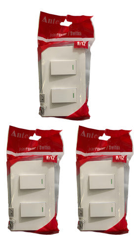Interruptor Doble 9/12 16a 250v Certificado C Fuego (pack3) Blanco