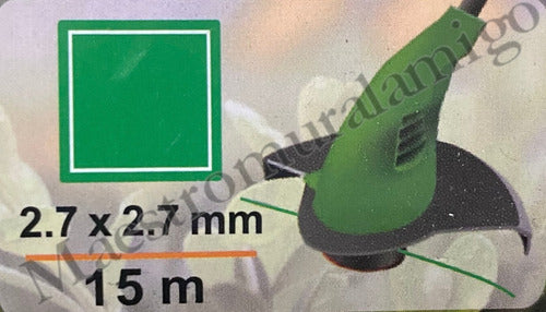 Nylon Orilladora Desbrozadora Corta Pasto Maleza 2,7mm X 15m Verde