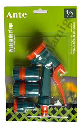 Conectores Rapido Para Manguera Riego Kit Pistola 5 Chorros Verde/naranja