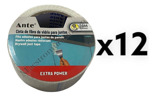 Cinta De Fibra Junta Pared Adhesiva Exfuerte 20mx48mm Docena